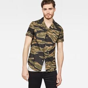 G-Star EUC Camo Bristum Utility Clean Service Button Down Shirt Short Sleeve M